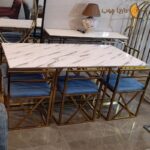 Small rectangular metal dining table for 6 people