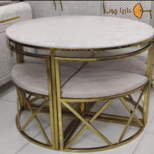 Small round metal dining table for 4 people