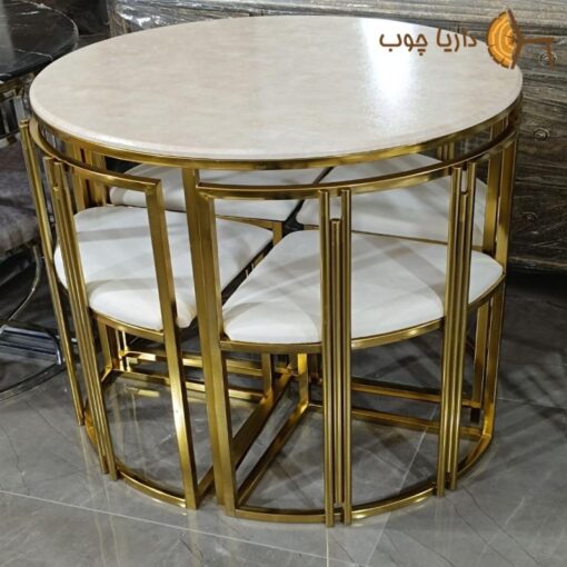 Small round metal dining table for 4 people