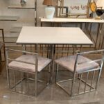 Small square metal dining table for 4 people