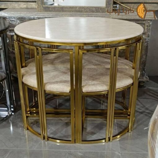 Small round metal dining table for 4 people