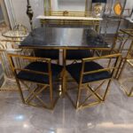 Small square metal dining table for 4 people