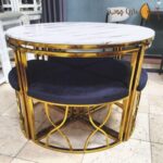 Small round metal dining table for 4 people