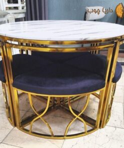 Small round metal dining table for 4 people