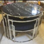 Small round metal dining table for 4 people